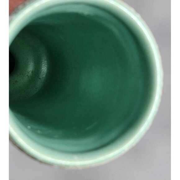 Vintage California Originals Pottery Vase White Splatter On Cream w/ Teal Tall - Picture 6 of 9